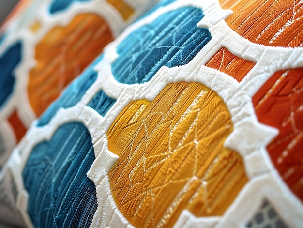modern embroidered pattern on fabric